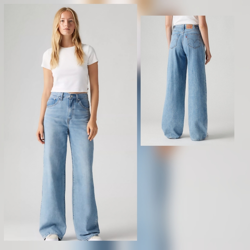 Levi's Women's Cinch Wide Leg Jeans in Sky Blue